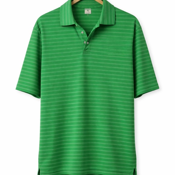 Lone Cypress Other - Pebble Beach Bright Green Narrow-Striped Polo